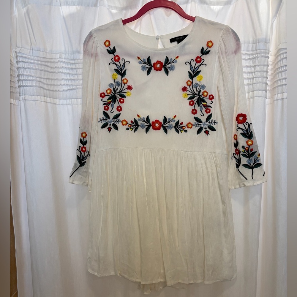 White floral embroidered dress